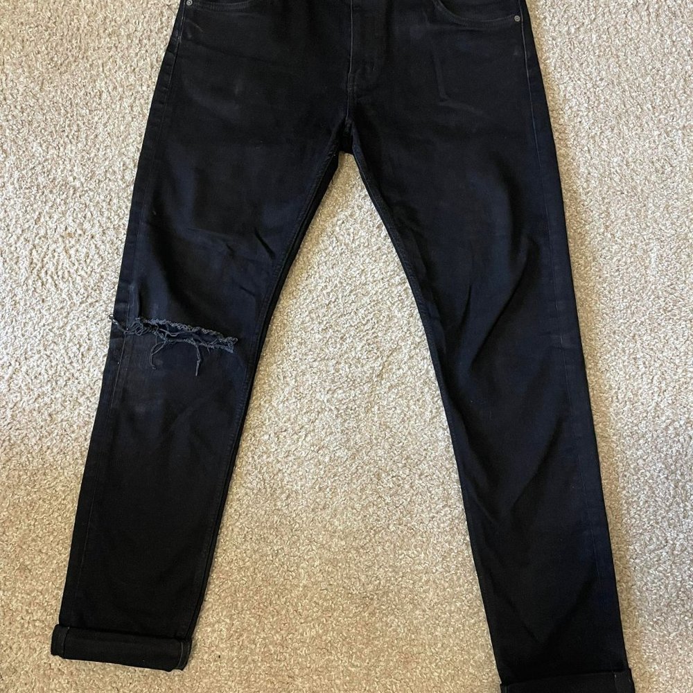 Weekday Slim-Fit Friday Black Minimal Distressed Jeans Size 32/32